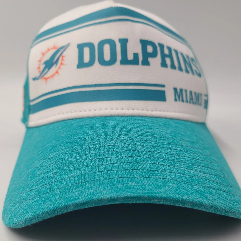 Miami Dolphins Hat Fitted M-L Mesh New Era 39Thirty‎ Aqua White NFL Football Men
